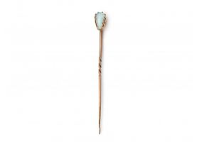 Antique pear shape opal cabochon stickpin in yellow gold