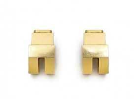 Modernist three-dimensional cubist clip-on earrings in 18kt yellow gold