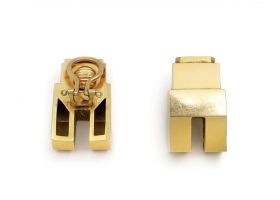 Modernist three-dimensional cubist clip-on earrings in 18kt yellow gold