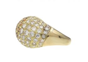 18kt yellow gold cognac diamond and diamond bombe cluster ring