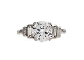 Art Deco 1.25ct diamond solitaire ring with step shoulders