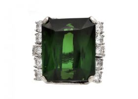 1960s tourmaline and diamond cocktail ring in platinum
