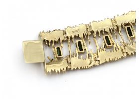 Vintage Irish West & Son tourmaline and 18kt yellow gold bracelet