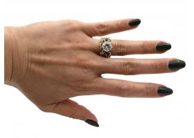 1970s chunky textured 14kt yellow gold  diamond solitaire engagement ring