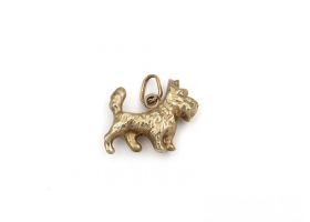 Vintage Scottish terrier dog charm in 9kt yellow gold