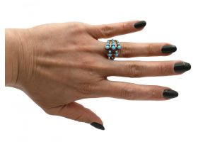 1960s turquoise open spray ring in 14kt yellow gold