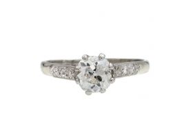 Edwardian cushion shape diamond solitaire engagement ring in platinum