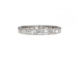 Art Deco carre cut diamond full eternity ring in platinum