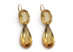 Antique citrine day and night earrings in yellow gold
