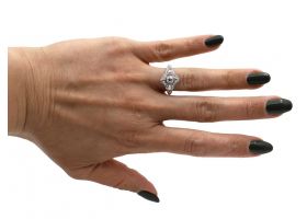 Art Deco diamond openwork bombe cluster ring in platinum