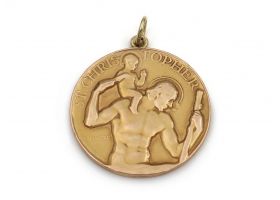 Vintage St. Christopher medal in 9kt gold by Paul Vincze