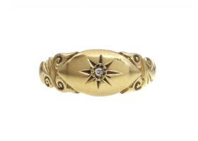 Late Victorian diamond set gypsy ring in 18kt yellow gold