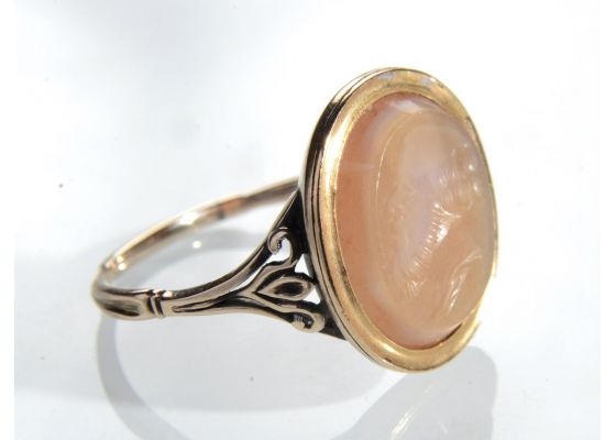 Antique carnelian ring with intaglio of a bearded man