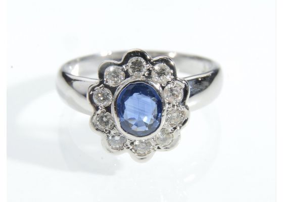 Contemporary sapphire and diamond floral cluster ring