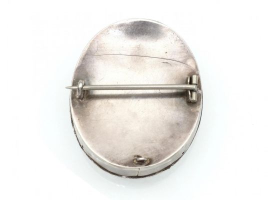 French Georgian love birds brooch in silver