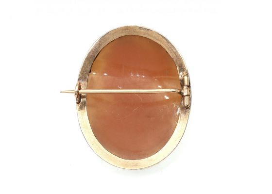 Antique shell cameo of a woman's profile brooch