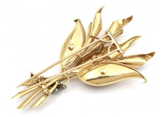 1950s ruby and diamond bouquet brooch in 18kt gold