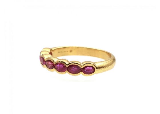 Vintage 18kt yellow gold ruby half eternity ring