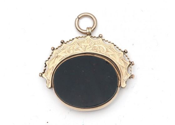 Antique Carnelian & Bloodstone Spinning Fob in Yellow Gold