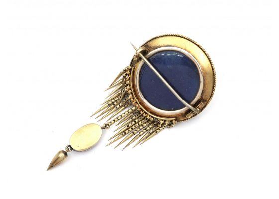 Victorian Garnet Carbuncle Tassel Brooch with Hidden Locket