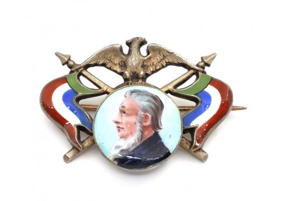 Commemorative South African brooch with medallion of President Kruger