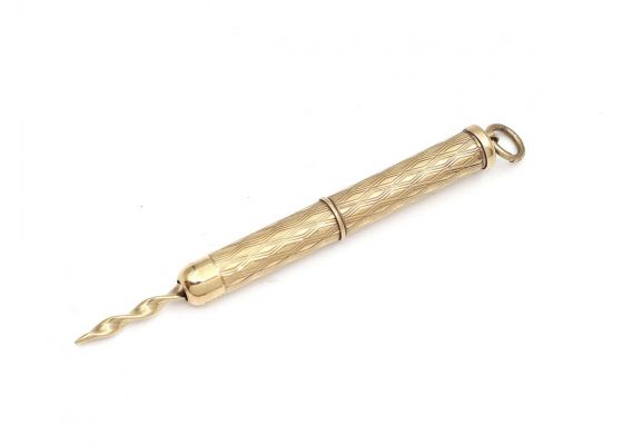 Antique 9kt Yellow Gold Twist Cigar Piercer