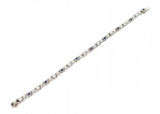 Vintage platinum, sapphire and diamond cross link bracelet