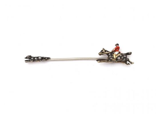 Mappin & Webb diamond horse and fox pin