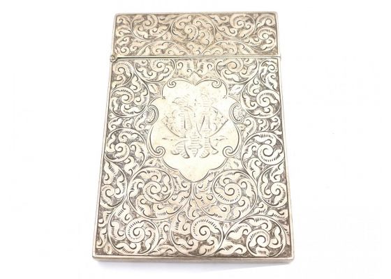 1893 sterling silver hinged box with foliate engraving