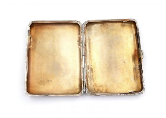 Antique sterling silver curved rectangular case