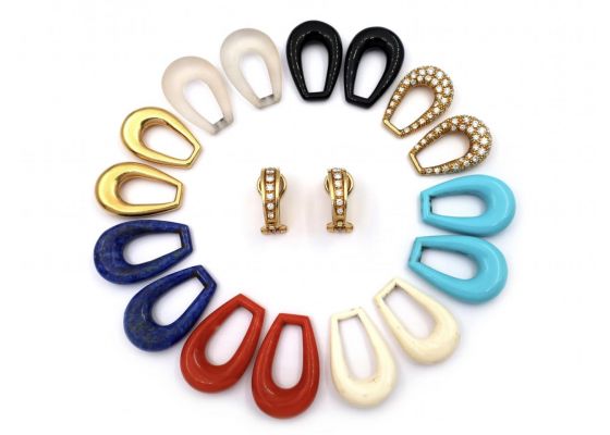 1980s set of interchangeable earrings in 18kt yellow gold