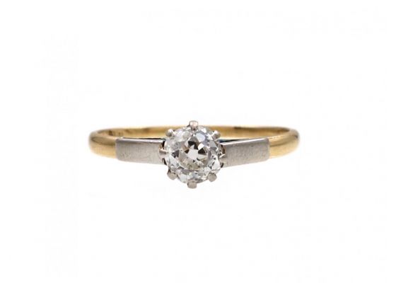 Edwardian 0.57ct Old European cut diamond solitaire ring