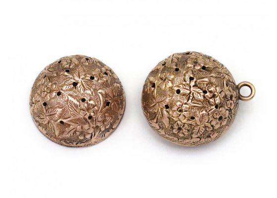 1897 rose gold floral pomander pendant in 9kt gold