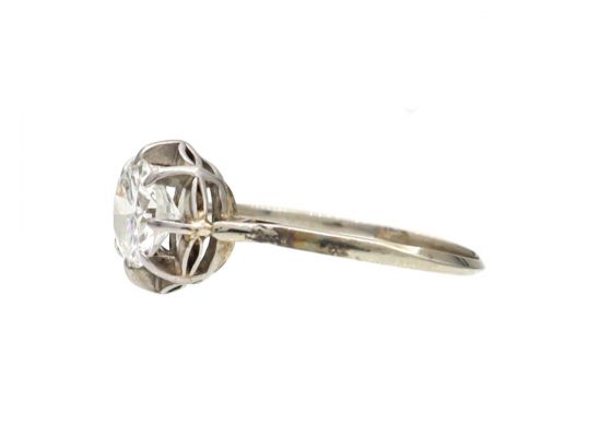 Edwardian diamond solitaire engagement ring in platinum