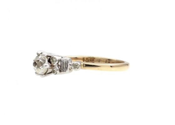 Antique Old Mine cut diamond solitaire engagement ring