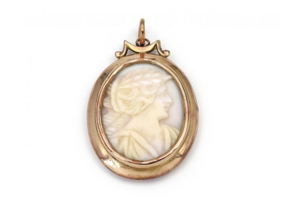 Vintage hardstone cameo and open locket pendant in 9kt gold