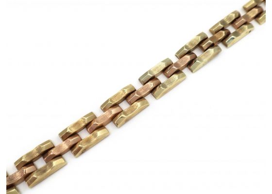 1960s Hungarian 14kt rose and yellow gold textured bracelet