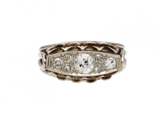 Vintage diamond set wirework ring in 18kt white gold
