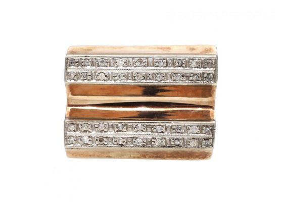 Retro 12kt rose gold and diamond chunky knuckle ring