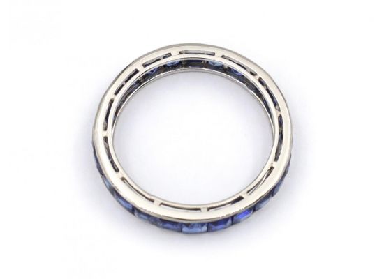 Vintage Square Sapphire Full Eternity Ring in 18kt White Gold