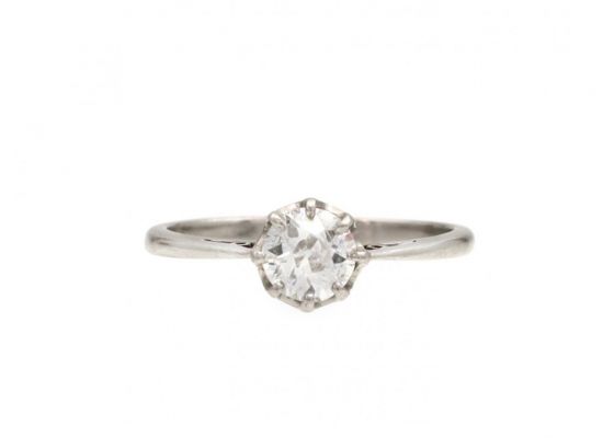 Vintage diamond solitaire engagement ring in platinum
