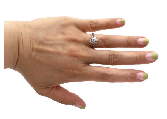 1920s Diamond Fluted Solitaire Engagement Ring in 18kt White Gold