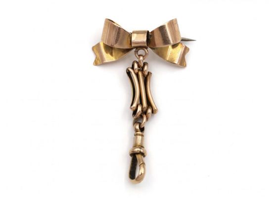 Antique 9kt Gold Bow Brooch With Pendant Holder