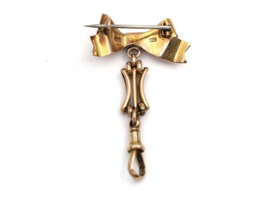 Antique 9kt Gold Bow Brooch With Pendant Holder
