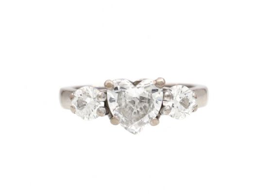 1.02ct Heart Shape Diamond Three Stone Engagement Ring