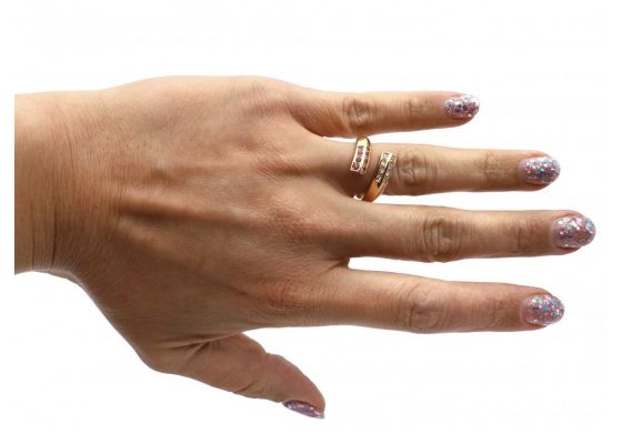 Retro 18kt Yellow Gold Pink Sapphire & Diamond Open Twist Ring