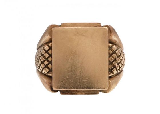 Vintage 18kt Yellow Gold Rectangular Plaque Signet Ring
