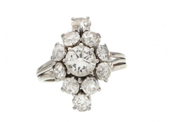 Vintage Diamond Fancy Cluster Engagement Ring