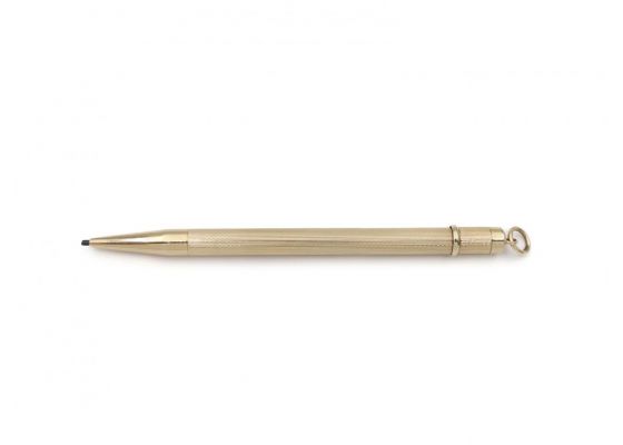 1987 Engine Turned Swivel Pencil Pendant in 9kt Yellow Gold