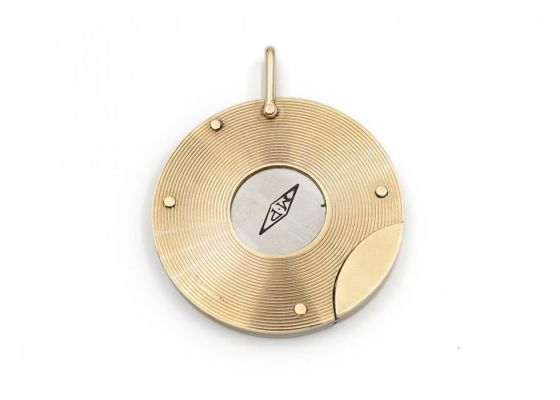 1970s Circular Concentric Cigar Cutter Pendant in 9kt Yellow Gold